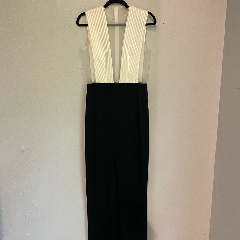 Galvan London plunge neck jumpsuit. Size 38. Tuxedo Crepe Jumpsuit. Gorgeous.
